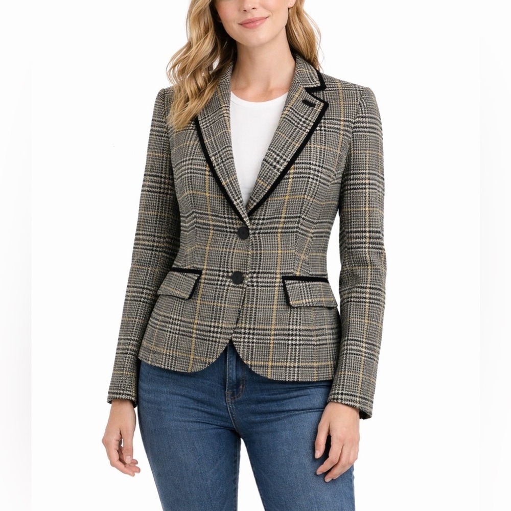 Boden British Tweed by Moon Plaid Wool Blazer 8